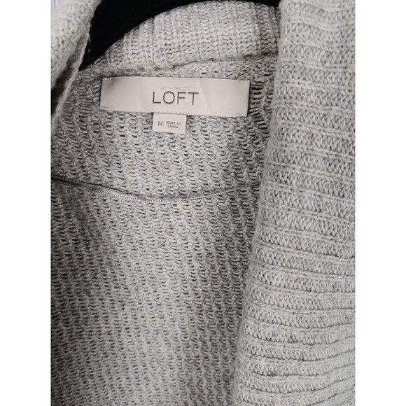 Ann Taylor Loft Knit Cardigan Women’s Medium Gray Open Front  Cotton Blend - Picture 4 of 9